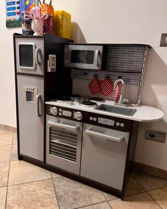 Cucina giocattolo in legno grigia e marrone unisex