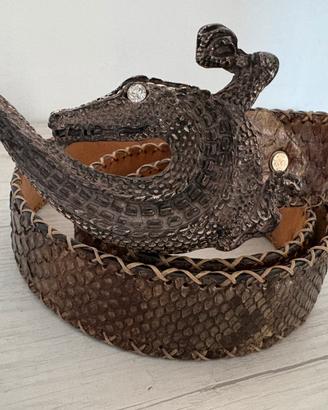 Cintura vero pitone  con fibia scultorea -