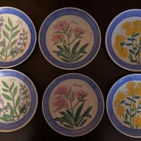 Set 6 piatti decorativi botanici vintage