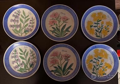 Set 6 piatti decorativi botanici vintage
