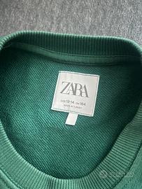 Felpa VERDE Bambino ZARA girocollo 13-14 anni