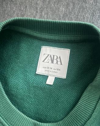 Felpa VERDE Bambino ZARA girocollo 13-14 anni