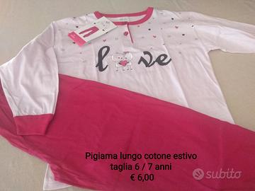 Pigiama lungo cotone estivo bambina taglia 6 / 7 a