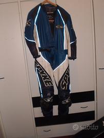 Tuta pelle spike moto jeans kevlar