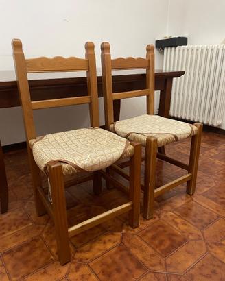 Coppia di sedie in legno massello stile rustico