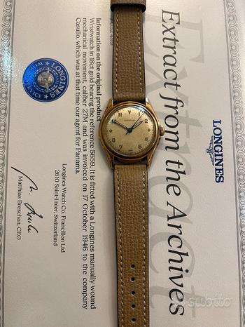 Longines sei tacche Dial militare per Panama 14 kt