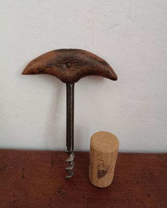 antico cavatappi vino manico legno