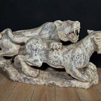 Scultura Onice due Tigri