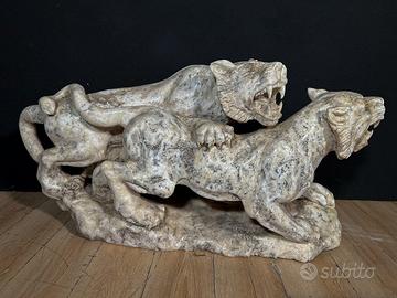 Scultura Onice due Tigri