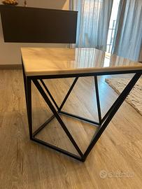 Tavolino da caffè effetto marmo bianco