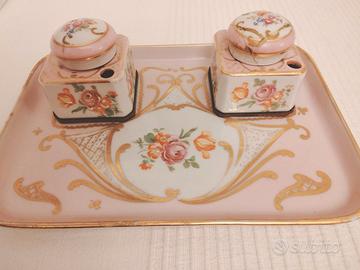 2 calamai e portapenne, porcell Limoges, anni 40