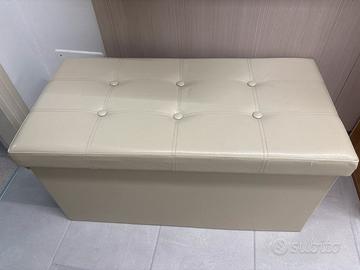 Pouf bianco in pelle