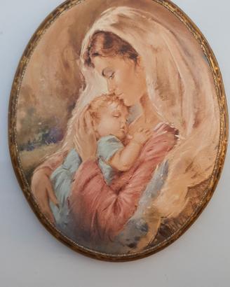 Quadretto ovale Madonna con Bambino
