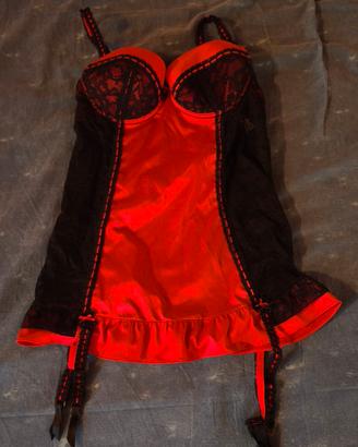 Guêpière Sottoveste Yamamay Rosso e Pizzo Nero -3B