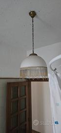 Lampadario anni ’70 con frange in vetro e ottone