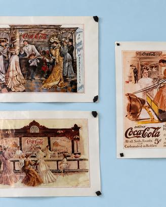 Lotto 3 poster Coca-Cola vintage stile retrò