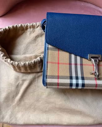 Borsa Burberry Macken Small tracolla blu - Nuova