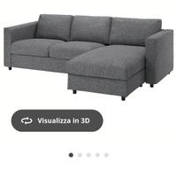divano  letto con chaise longue colore grigio