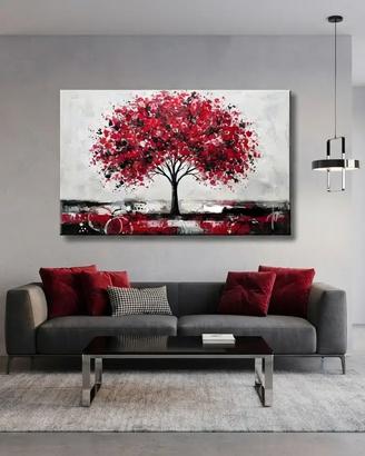 Quadro Moderno Albero Rosso Passione 120x70cm