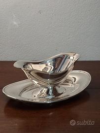 Antica salsiera placcata argento, punzone, Francia