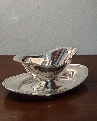 Antica salsiera placcata argento, punzone, Francia