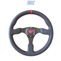 VOLANTE IN PELLE NERA CON RIFINITURA ROSSA