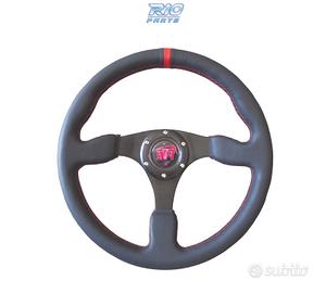 VOLANTE IN PELLE NERA CON RIFINITURA ROSSA