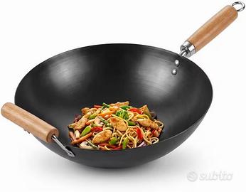 Padella Wok Acciaio al Carbonio 35cm Antiaderente