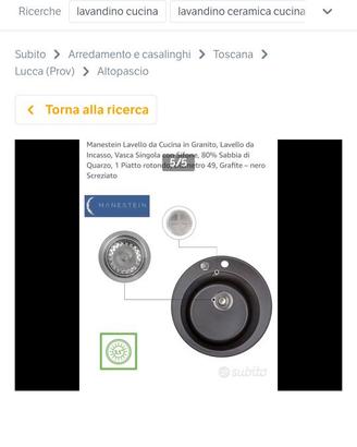 Lavandino tondo da cucina