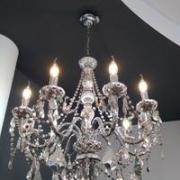 Lampadario classico cristallo e cromo a 9 luci
