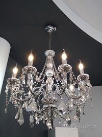 Lampadario classico cristallo e cromo a 9 luci