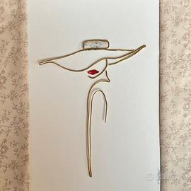 ARTE - DONNA FATALE CON CAPPELLO - Tecnica mista
