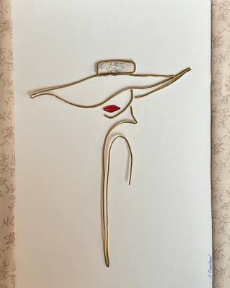 ARTE - DONNA FATALE CON CAPPELLO - Tecnica mista