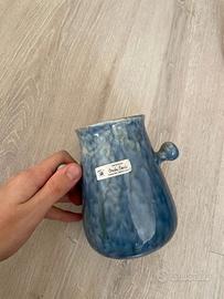 Vaso in ceramica azzurra design anni 60