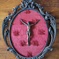 Icona Crocefisso vintage con cornice barocca