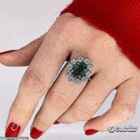 ANELLO ORO 18kt. DIAMANTI E SMERALDO NATURALI