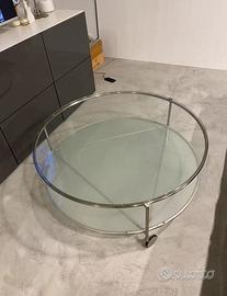 Tavolino in metallo e vetro