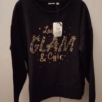 FELPA BAMBINA NERA E ORO INVERNALE