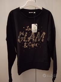 FELPA BAMBINA NERA E ORO INVERNALE