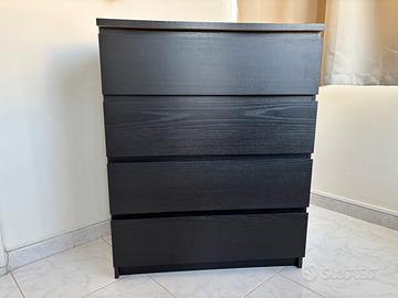 Cassettiera Ikea Malm 4 cassetti Marrone-nero