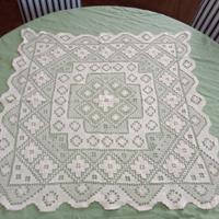 Centrino Filet Uncinetto Ricamo A Mano Antico Cm76