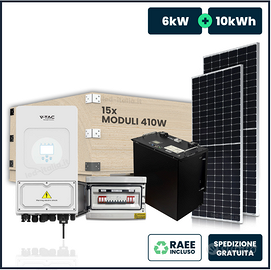 Kit 6kW panneli+inverter+batteria10kW+quadri