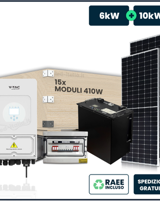 Kit 6kW panneli+inverter+batteria10kW+quadri