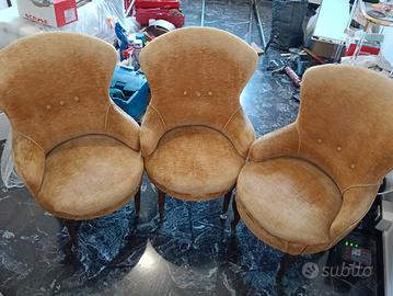 Tris Poltroncine Vintage Anni '50 - Velluto Senape