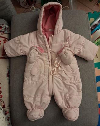 Tutina imbottita per neonata 3 mesi rosa
