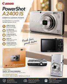 canon power Shot A 2400 is 16 mp + scatola e acc. 
