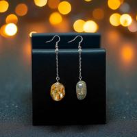 Orecchini pendenti in ambra e labradorite
