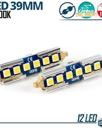 2 Lampadine LED SILURO 39mm C5W CAnbus Luce Bianca