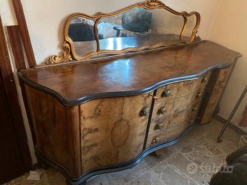 Mobile Buffet Anni 50 in Radica con specchieraOro