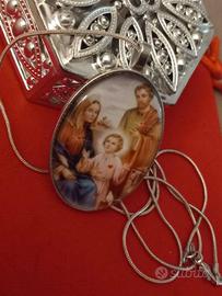 Collana Unisex ARGENTO 925 cm60 con Sacra Famiglia